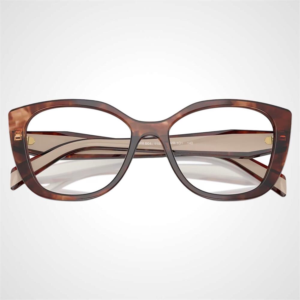 New PRADA Eyeglasses Cat Eye Brown Tortoise Gold 51-17-140 Womens - Picture 5 of 6